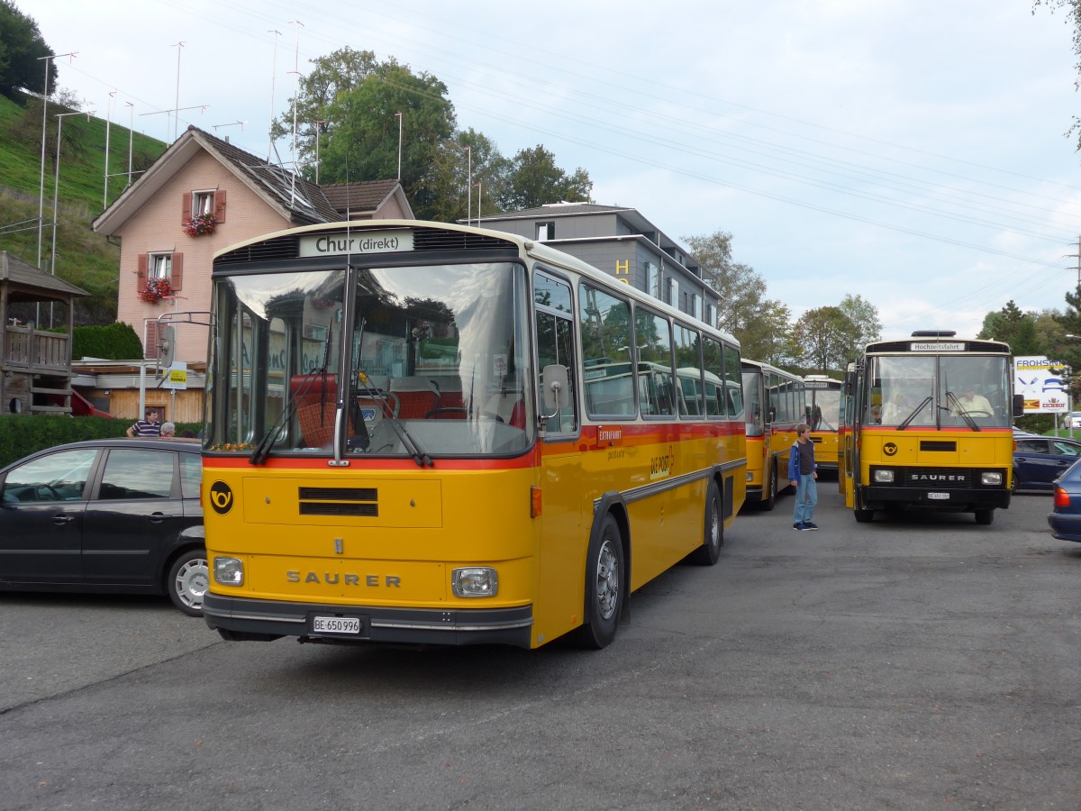 (155'676) - Kammermann, Spiez - BE 650'996 - Saurer/Hess (ex Flury, Balm; ex P 24'233) am 12. Oktober 2014 in Kssnacht, Rest. Frohsinn