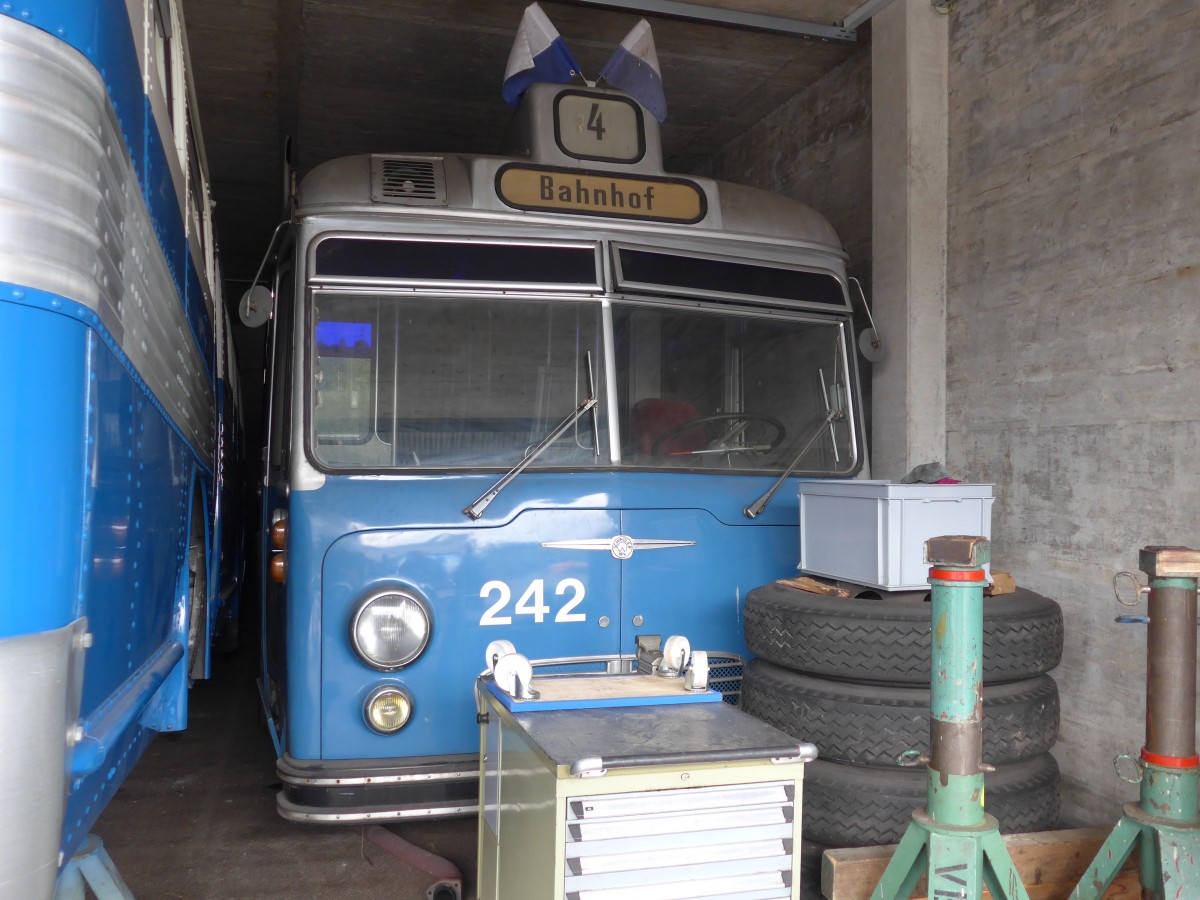 (155'975) - VBL Luzern (vbl-historic) - Nr. 242 - FBW/Schindler Trolleybus am 25. Oktober 2014 in Rain, Lager Geissbach