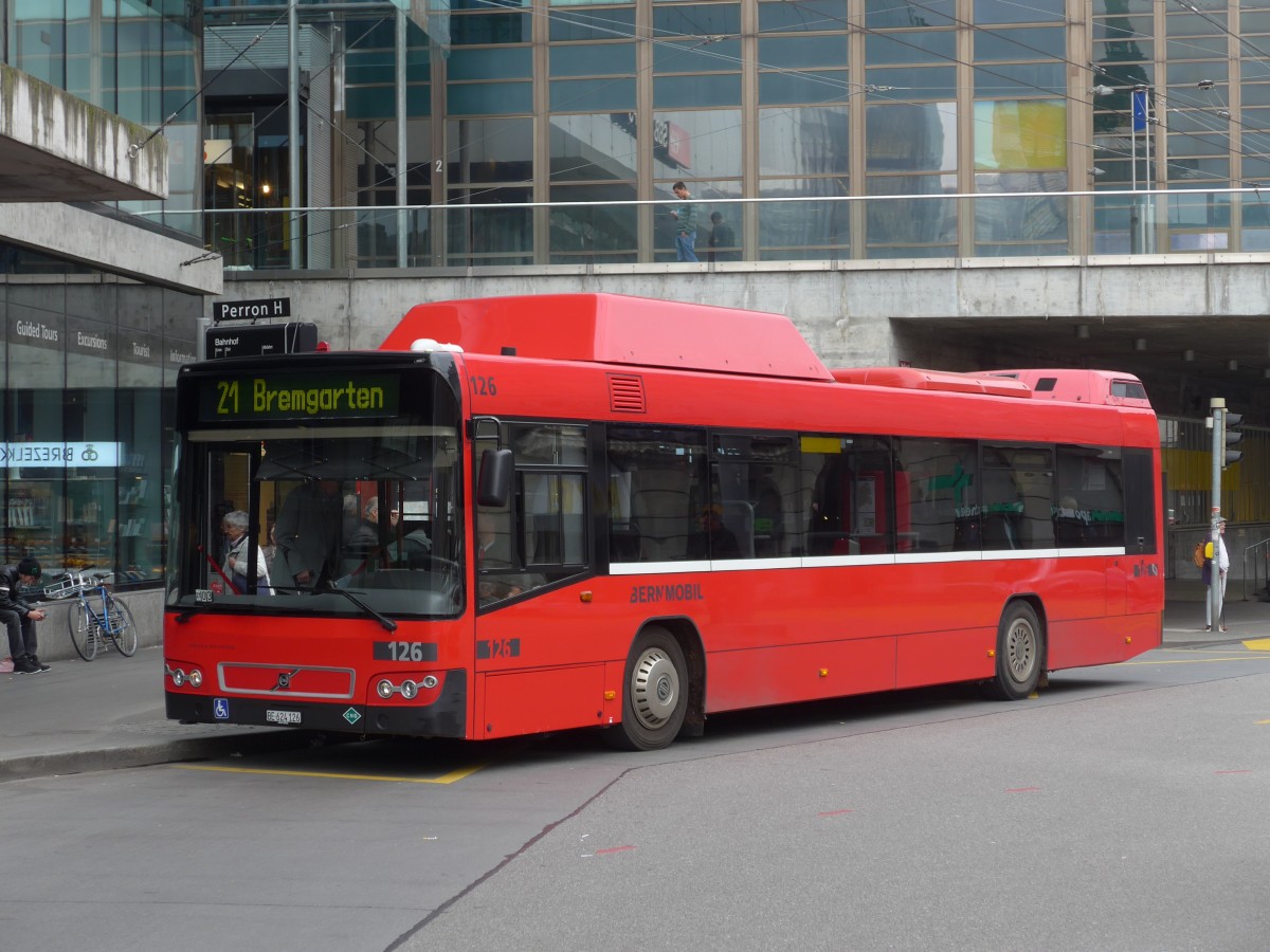 (156'122) - Bernmobil, Bern - Nr. 126/BE 624'126 - Volvo am 26. Oktober 2014 beim Bahnhof Bern