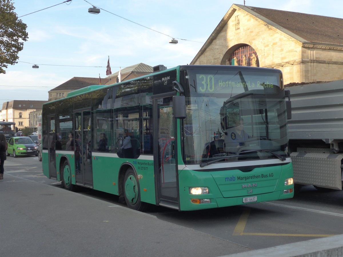 (156'178) - MAB Basel - Nr. 37/BS 4437 - MAN am 27. Oktober 2014 in Basel, Badischer Bahnhof