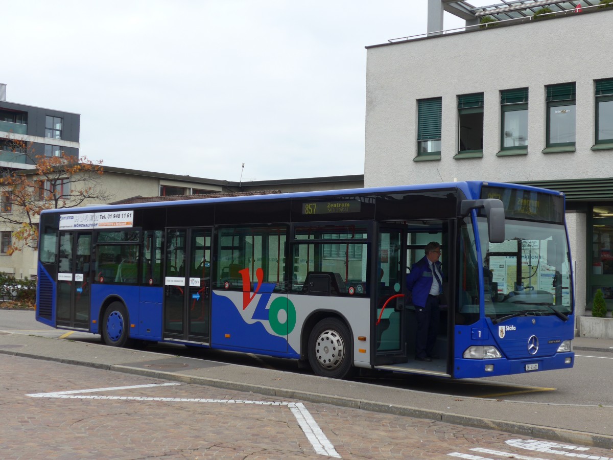 (156'207) - VZO Grningen - Nr. 1/ZH 41'401 - Mercedes am 28. Oktober 2014 beim Bahnhof Wetzikon