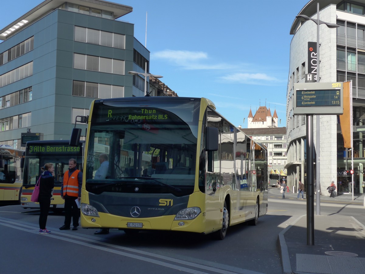 (156'405) - STI Thun - Nr. 178/BE 752'178 - Mercedes am 1. November 2014 beim Bahnhof Thun