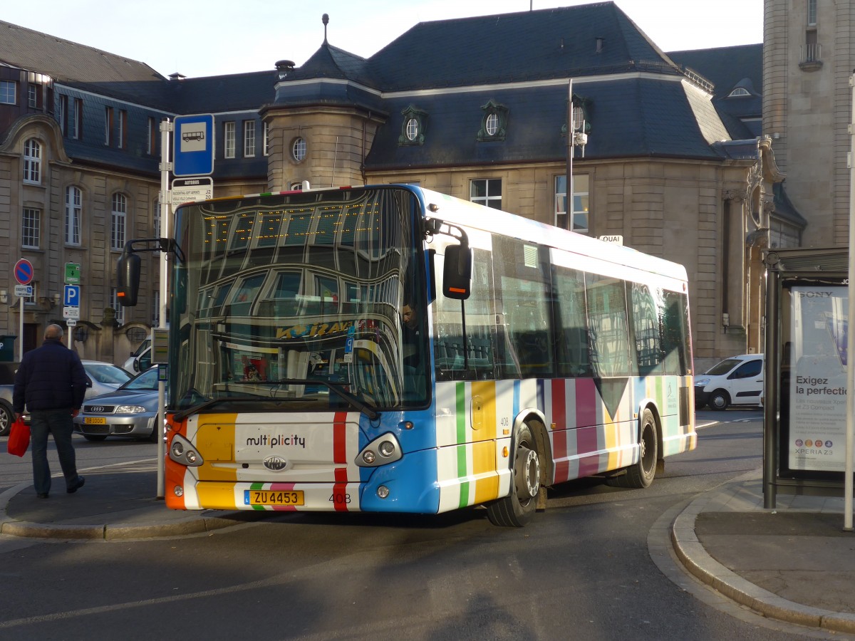 (157'353) - AVL Luxembourg - Nr. 408/ZU 4453 - Heuliez am 22. November 2014 beim Bahnhof Luxembourg