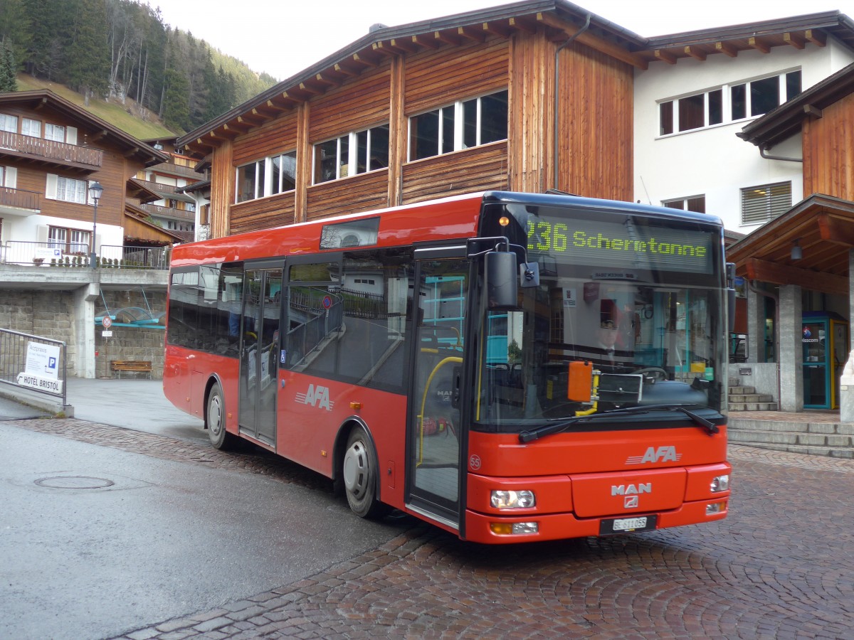 (157'834) - AFA Adelboden - Nr. 55/BE 611'055 - MAN/Gppel am 20. Dezember 2014 beim Autobahnhof Adelboden