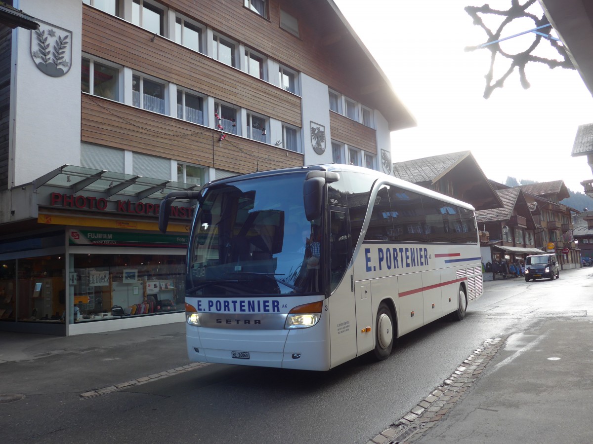 (157'852) - Portenier, Adelboden - Nr. 3/BE 26'860 - Setra am 20. Dezember 2014 in Adelboden, Dorfstrasse