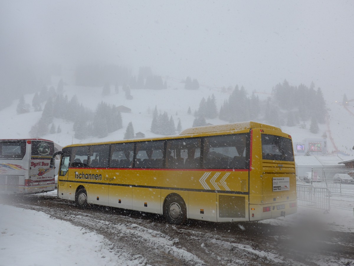 (158'272) - Tschannen, Zofingen - Nr. 6/AG 7858 - MAN (ex STI Thun Nr. 39) am 11. Januar 2015 in Adelboden, Weltcup