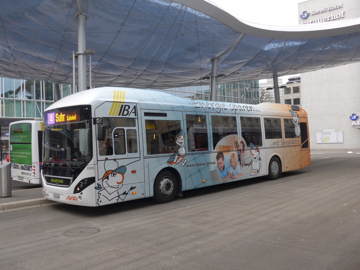 (158'602) - AAR bus+bahn, Aarau - Nr. 43/AG 389'243 - Volvo am 4. Februar 2015 beim Bahnhof Aarau