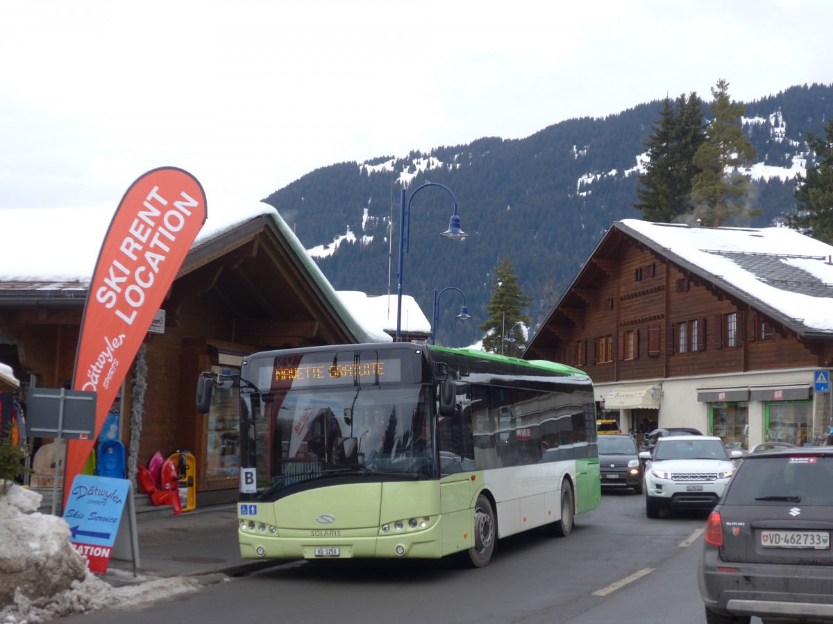 (158'763) - TPC Aigle - VD 1250 - Solaris am 15. Februar 2015 beim Bahnhof Villars-sur-Ollon