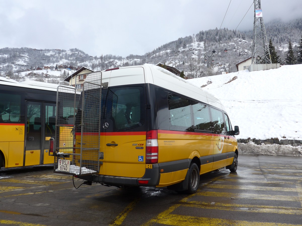 (158'847) - TMR Martigny - Nr. 131/VS 6740 - Mercedes am 22. Februar 2015 beim Bahnhof Le Chble