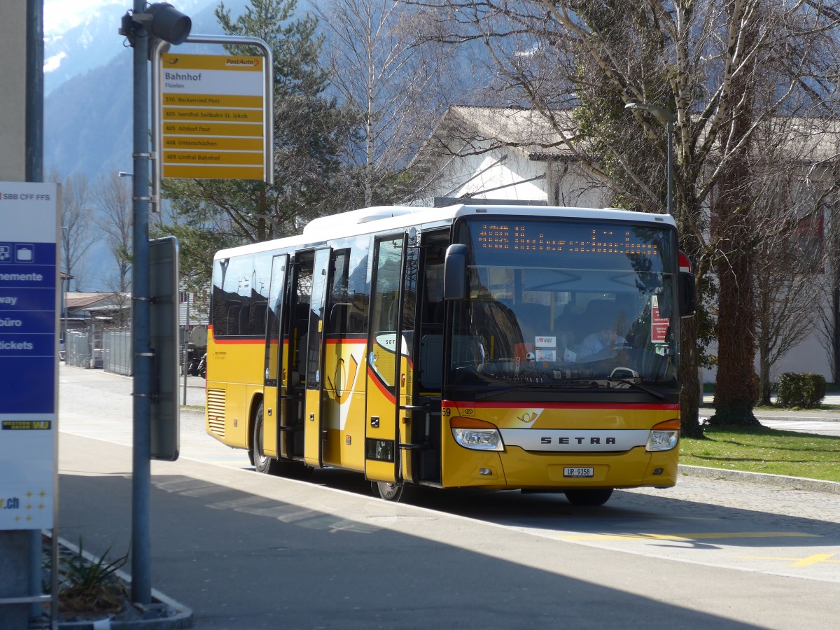 (159'311) - AAGU Altdorf - Nr. 59/UR 9358 - Setra am 18. Mrz 2015 beim Bahnhof Flelen