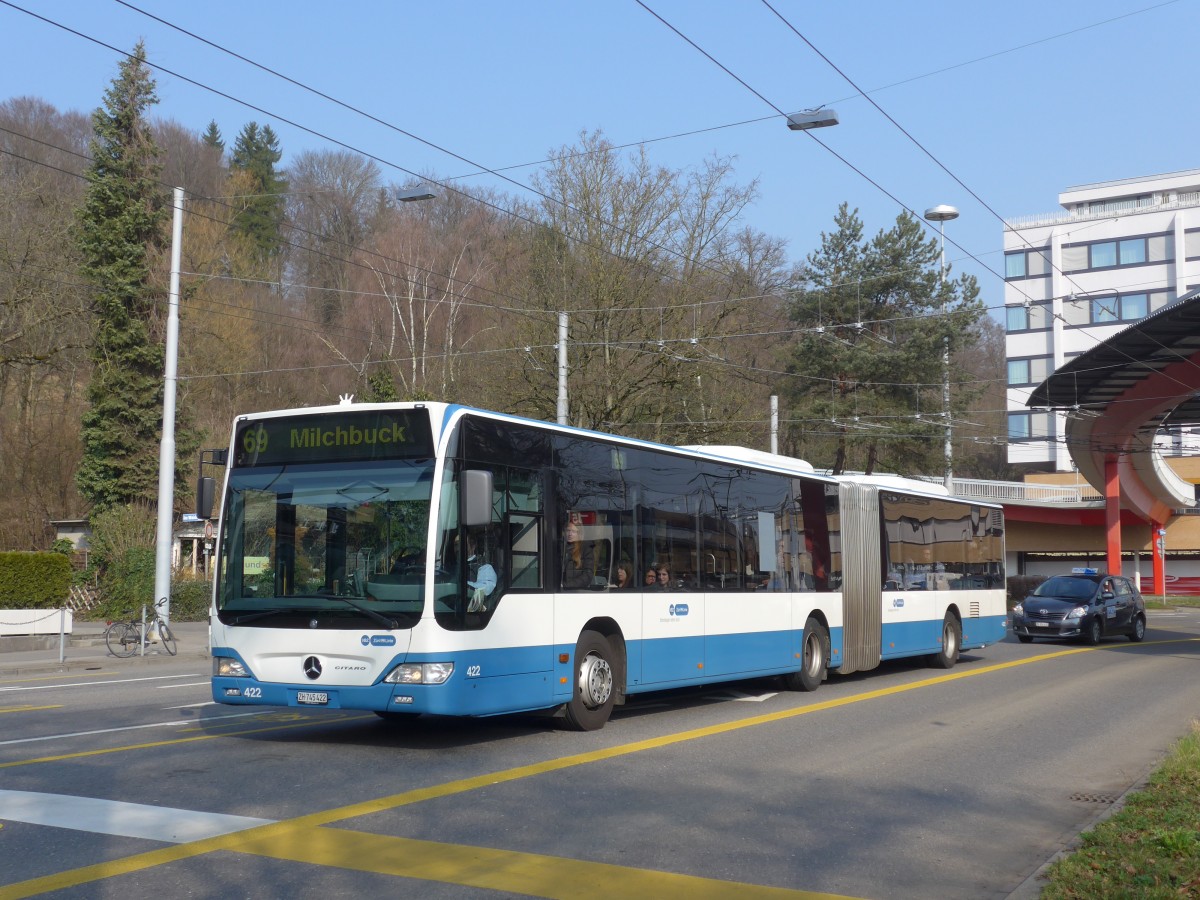 (159'363) - VBZ Zrich - Nr. 422/ZH 745'422 - Mercedes am 19. Mrz 2015 in Zrich, Bucheggplatz