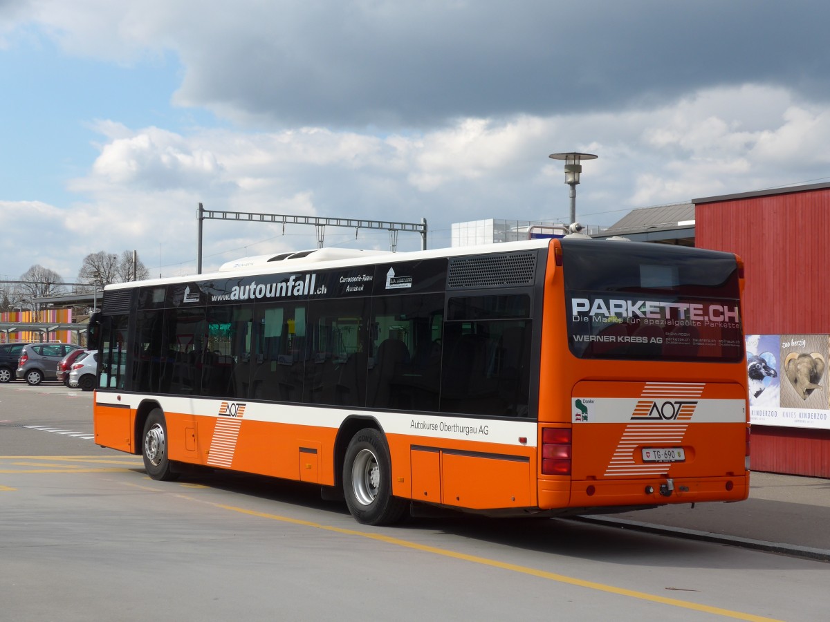 (159'475) - AOT Amriswil - Nr. 1/TG 690 - Neoplan (ex Vorfhrfahrzeug) am 27. Mrz 2015 beim Bahnhof Amriswil