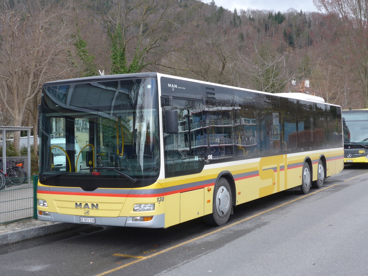 (159'538) - STI Thun - Nr. 138/BE 801'138 - MAN am 30. Mrz 2015 bei der Schifflndte Thun