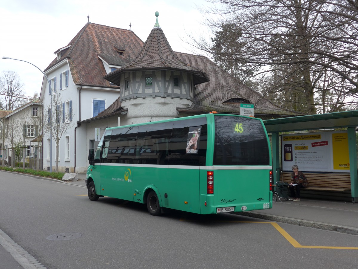 (159'699) - BVB Basel - Nr. 865/BS 6865 - Mercedes/Auwrter am 11. April 2015 beim Bahnhof Riehen