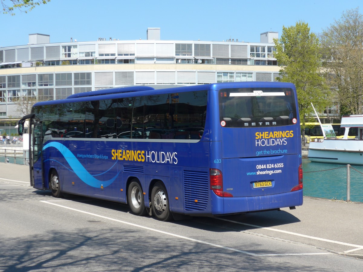 (159'948) - Aus England: Shearings, Wigan - Nr. 633/BT63 GCK - Setra am 23. April 2015 bei der Schifflndte Thun 