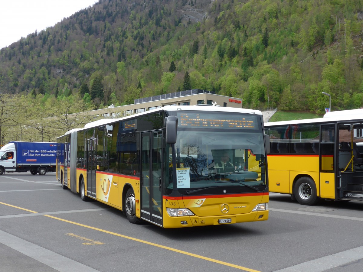 (160'061) - PostAuto Bern - Nr. 636/BE 560'405 - Mercedes am 26. April 2015 beim Bahnhof Interlaken Ost