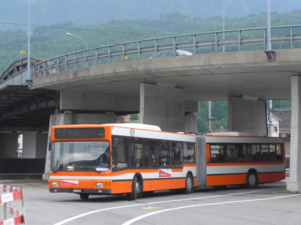 (160'714) - AAGS Schwyz - Nr. 82/SZ 118'682 - MAN (ex BOGG Wangen b.O. Nr. 45; ex SOO Olten Nr. 45) am 22. Mai 2015 beim Bahnhof Brunnen