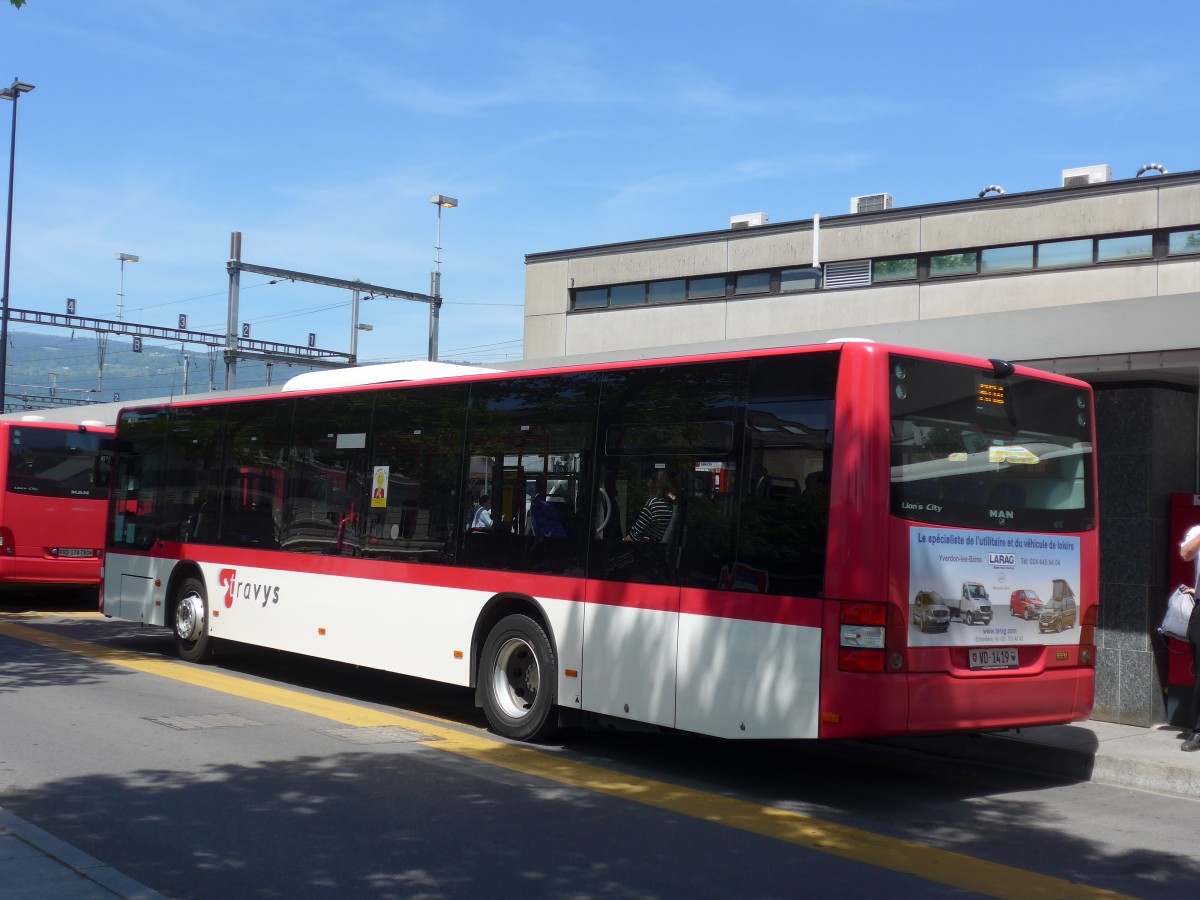 (161'324) - TRAVYS Yverdon - VD 1419 - MAN am 28. Mai 2015 beim Bahnhof Yverdon