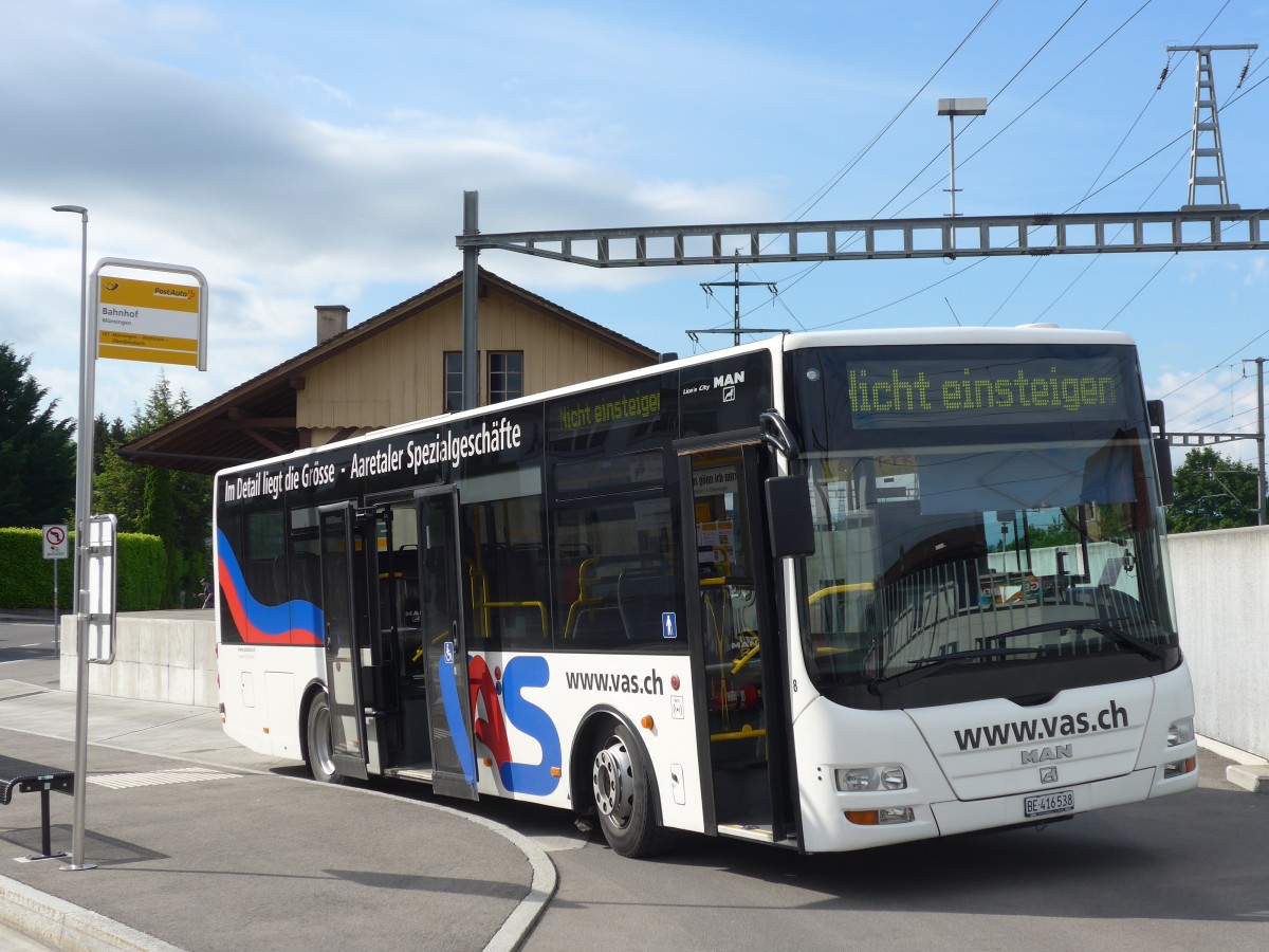 (161'434) - Lengacher, Wichtrach - Nr. 8/BE 416'538 - MAN am 30. Mai 2015 beim Bahnhof Mnsingen