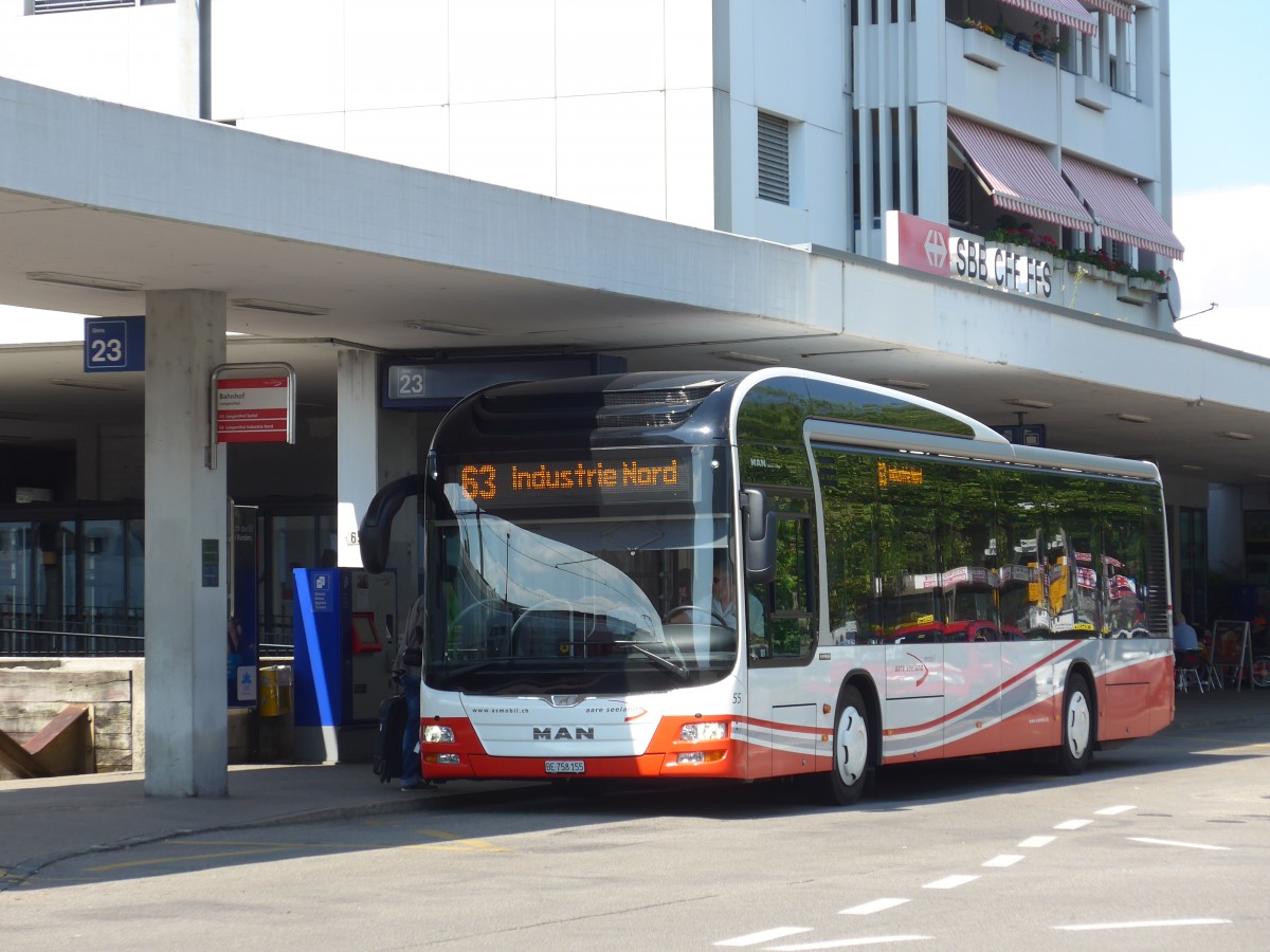 (161'935) - ASm Langenthal - Nr. 55/BE 758'155 - MAN am 6. Juni 2015 beim Bahnhof Langenthal