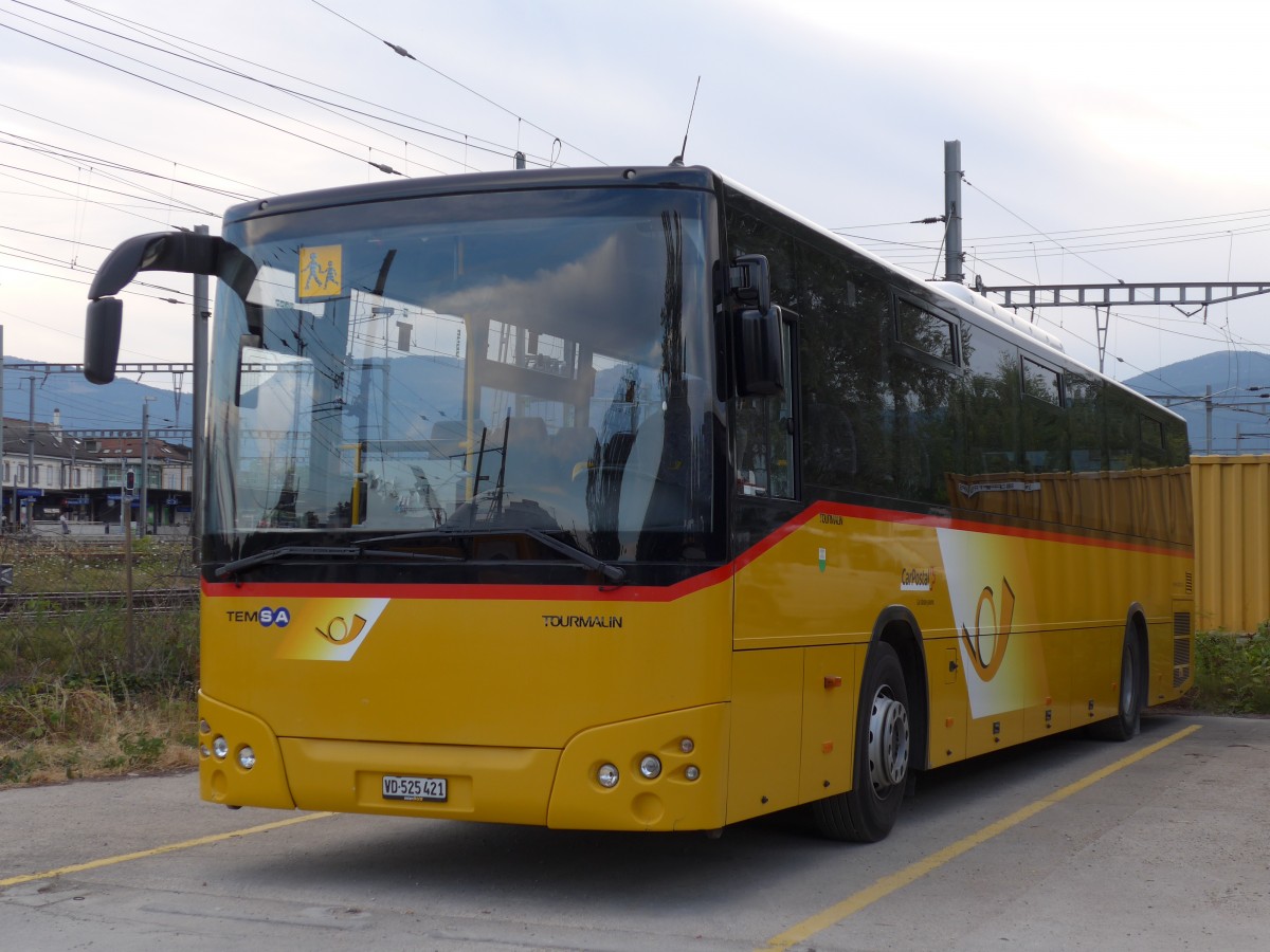 (163'057) - CarPostal Ouest - VD 525'421 - Temsa am 12. Juli 2015 in Yverdon, Garage