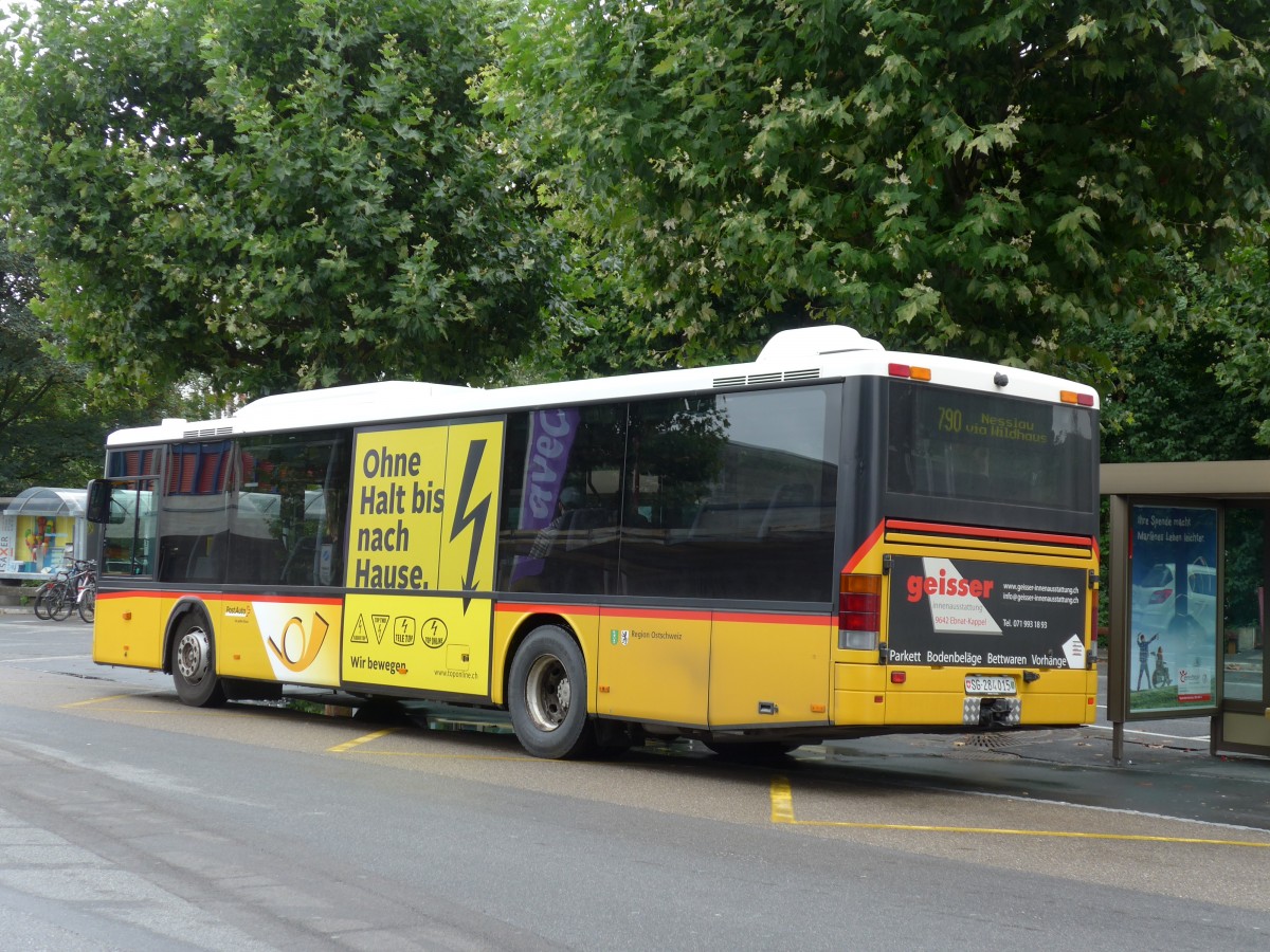 (163'496) - Abderhalden, Wildhaus - SG 284'015 - Setra (ex PostAuto Ostschweiz) am 16. August 2015 beim Bahnhof Buchs