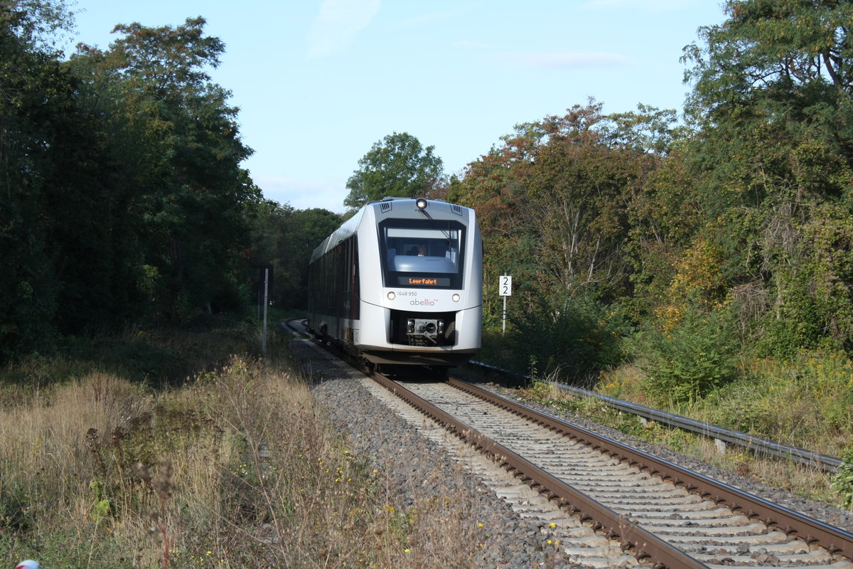 1648 950/450 von Abellio Rail Mitteldeutschland als Leerfahrt unterwegs nach Halle/Saale Hbf am 28.9.19