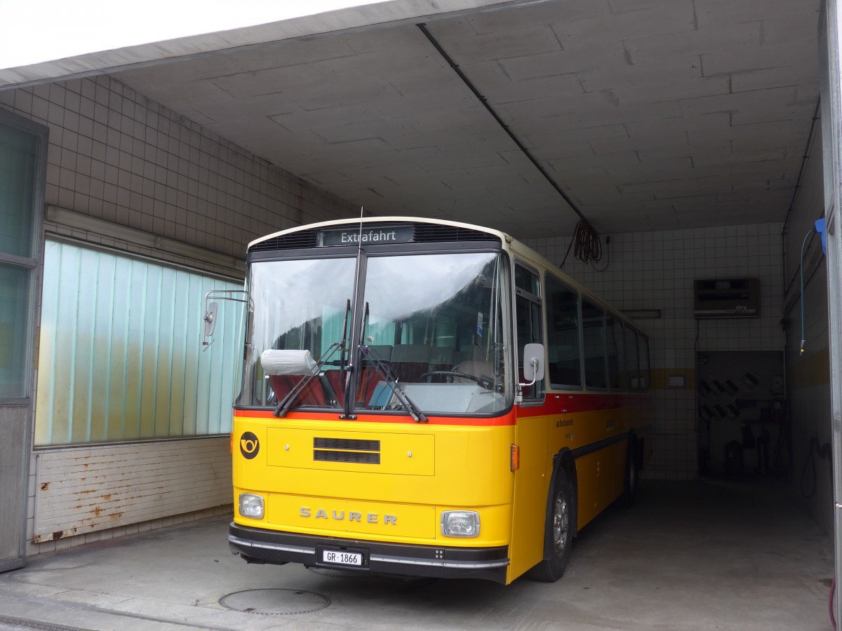 (165'241) - Mark, Andeer - GR 1866 - Saurer/R&J (ex PostAuto Graubnden; ex P 24'350) am 19. September 2015 in Andeer, Garage