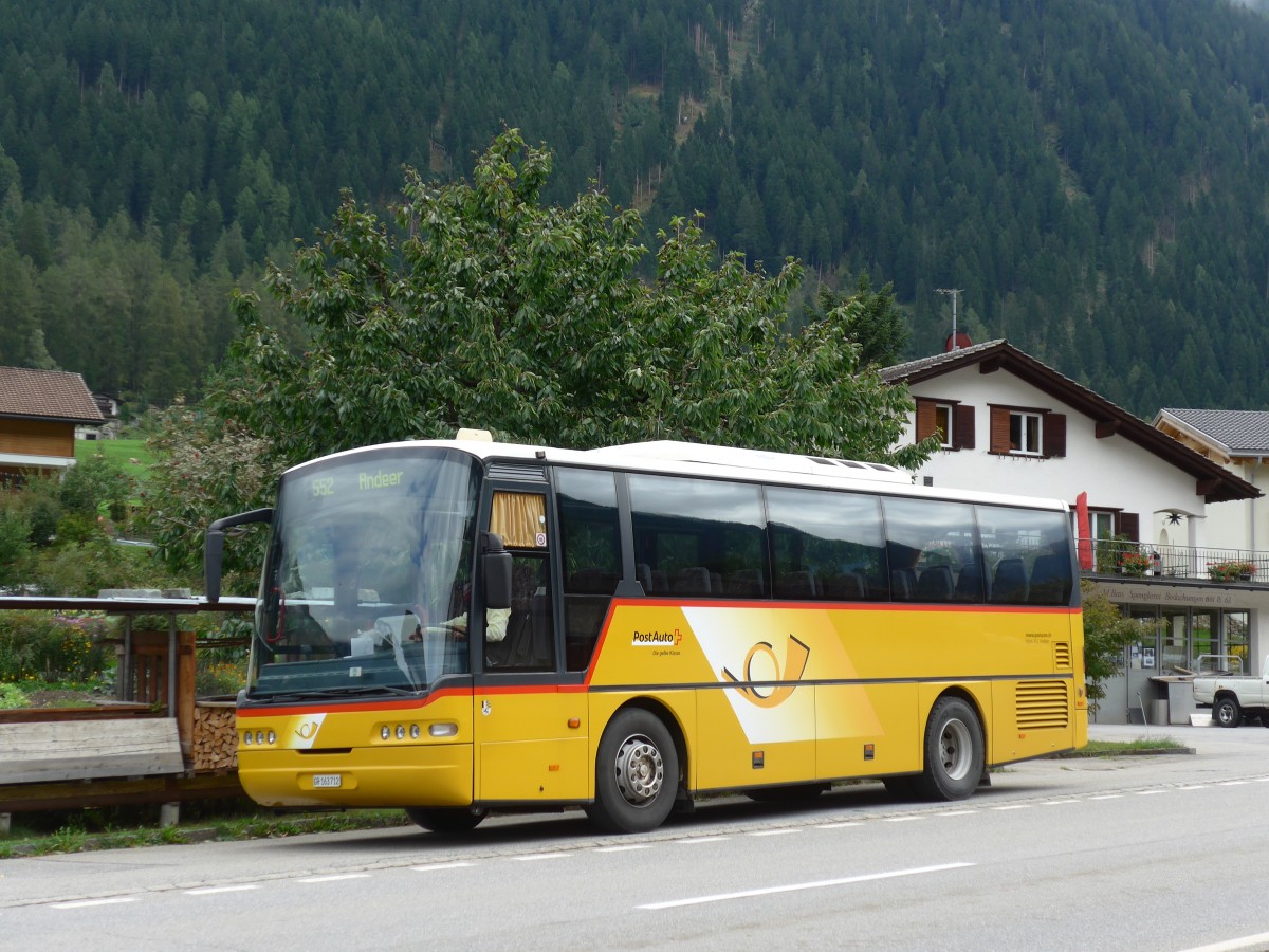 (165'419) - Mark, Andeer - GR 163'712 - Neoplan (ex GR 1641; ex GR 997) am 19. September 2015 in Andeer, Garage