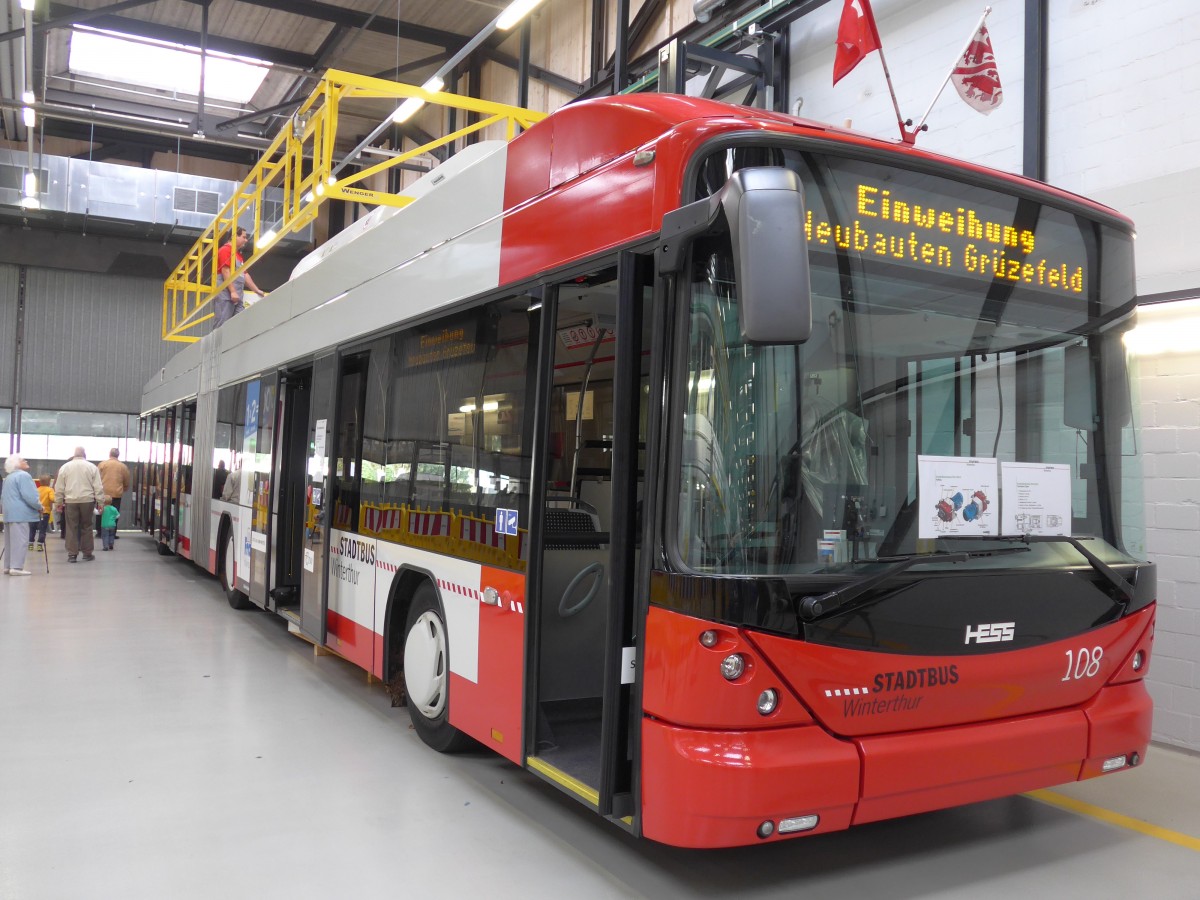 (165'857) - SW Winterthur - Nr. 108 - Hess/Hess Gelenktrolleybus am 26. September 2015 in Winterthur, Depot Grzefeld