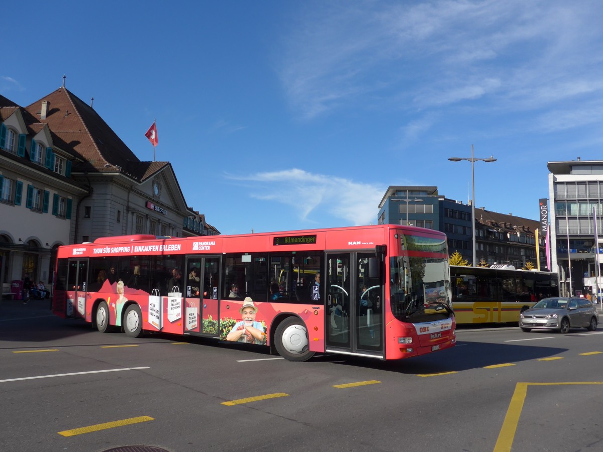 (166'521) - STI Thun - Nr. 160/BE 752'160 - MAN am 6. November 2015 beim Bahnhof Thun