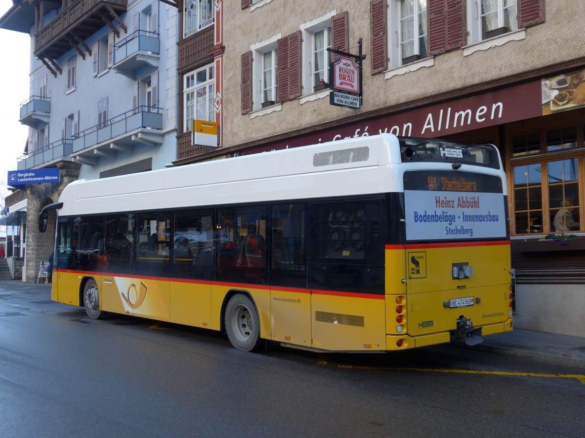 (167'487) - PostAuto Bern - BE 474'560 - Hess am 23. November 2015 beim Bahnhof Lauterbrunnen