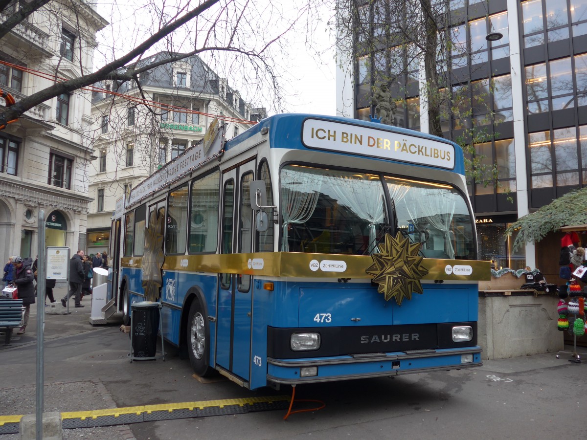 (167'669) - VBZ Zrich - Nr. 473 - Saurer/R&J Pcklibus (ex Nr. 9017; ex Nr. 263) am 5. Dezember 2015 in Zrich, Bahnhofstrasse