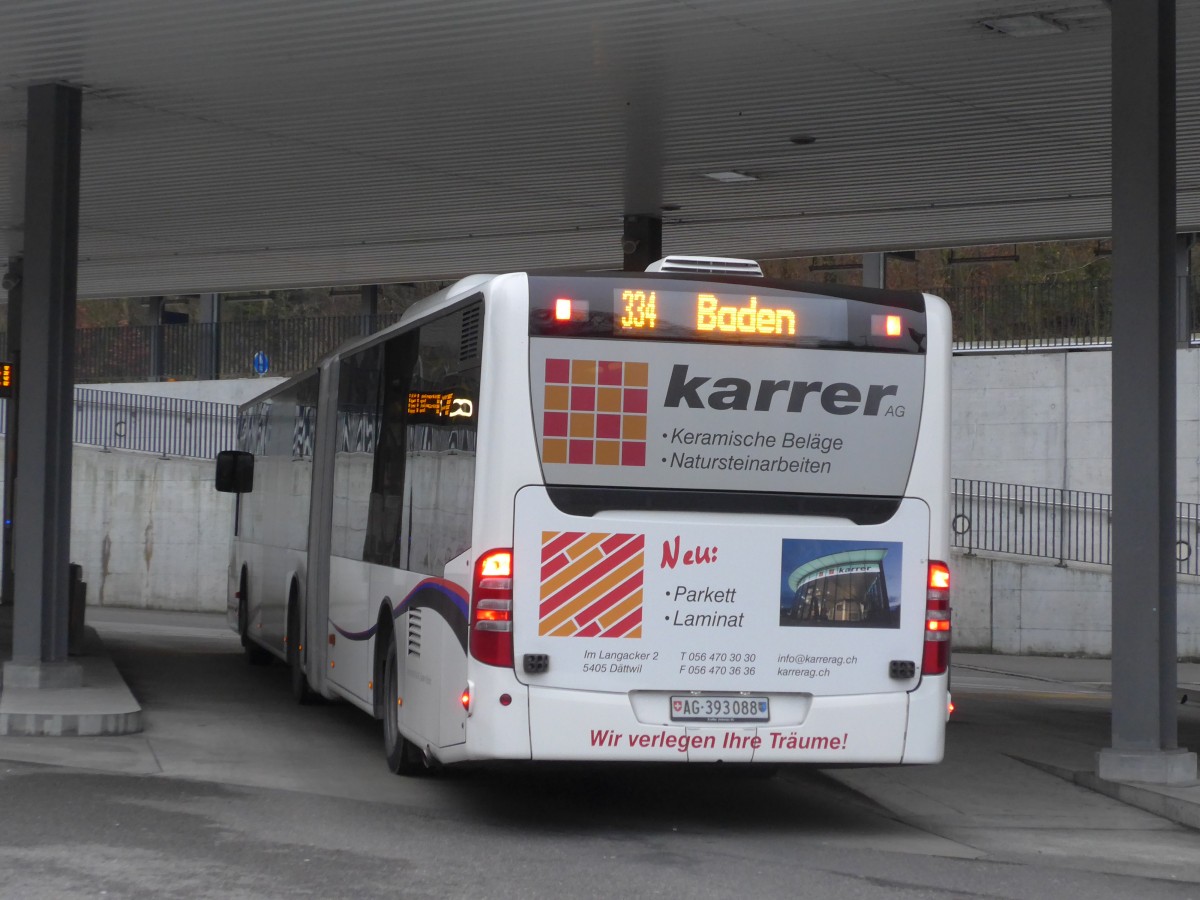 (168'147) - Twerenbold, Baden - Nr. 11/AG 393'088 - Mercedes am 30. Dezember 2015 beim Bahnhof Mellingen-Heitersberg