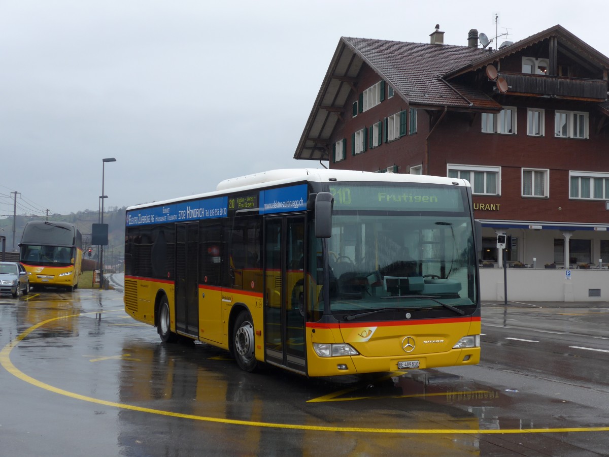 (168'441) - PostAuto Bern - BE 489'810 - Mercedes (ex Portenier, Adelboden Nr. 10) am 10. Januar 2016 beim Bahnhof Reichenbach
