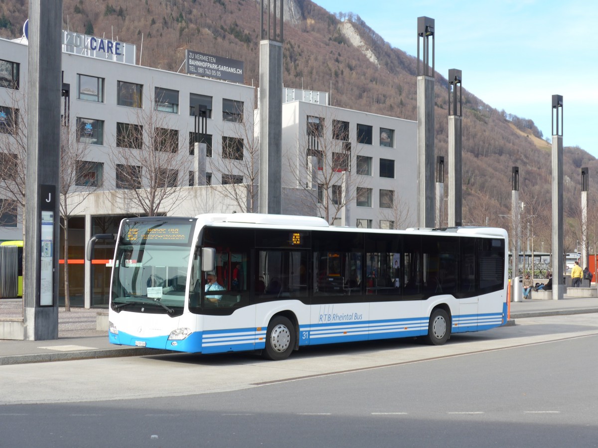 (169'001) - RTB Altsttten - Nr. 31/SG 309'368 - Mercedes am 27. Februar 2016 beim Bahnhof Sargans