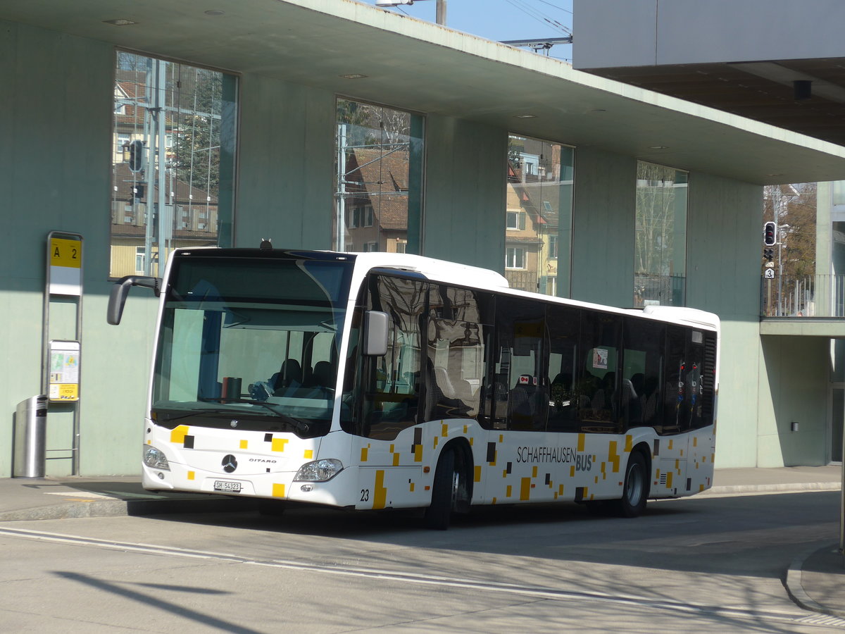 (169'271) - SB Schaffhausen - Nr. 23/SH 54'323 - Mercedes am 19. Mrz 2016 beim Bahnhof Schaffhausen