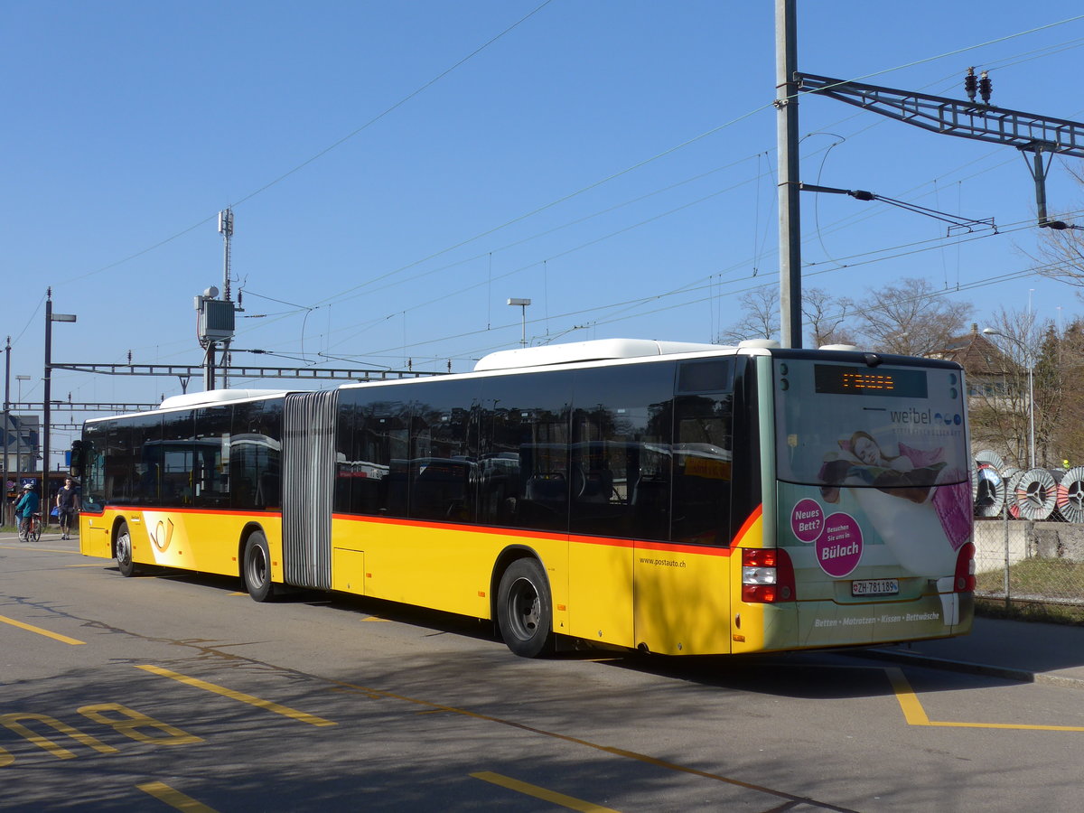 (169'339) - PostAuto Zrich - Nr. 257/ZH 781'189 - MAN am 19. Mrz 2016 beim Bahnhof Blach