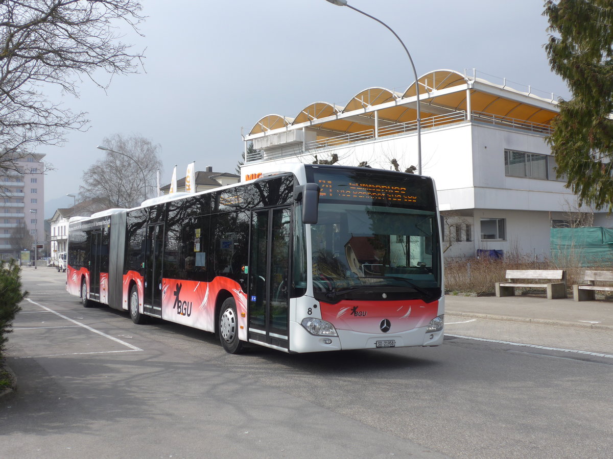 (169'391) - BGU Grenchen - Nr. 8/SO 21'958 - Mercedes am 21. Mrz 2016 beim Bahnhof Grenchen Sd