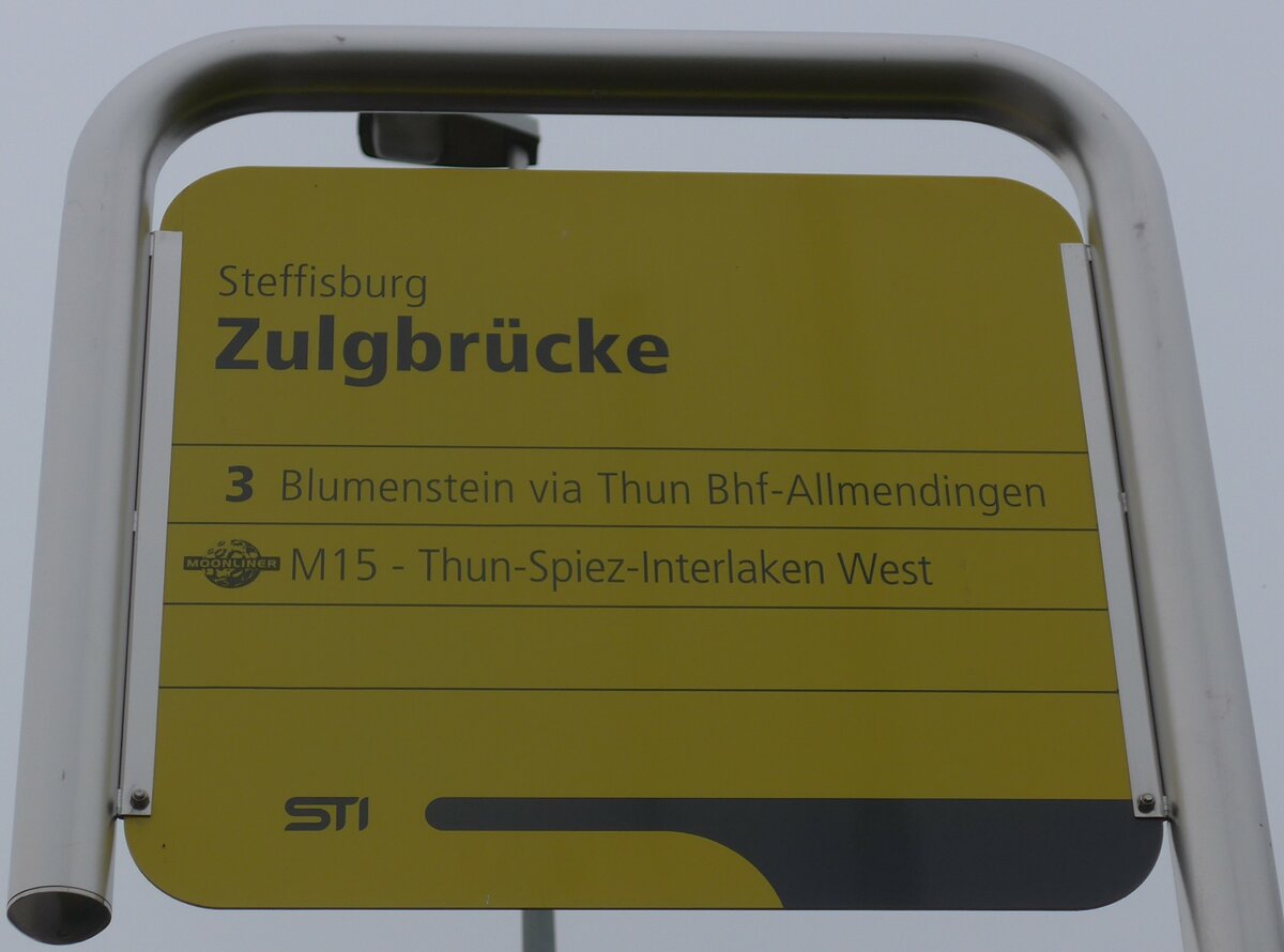 (171'926) - STI-Haltestellenschild - Steffisburg, Zulgbrcke - am 20. Juni 2016