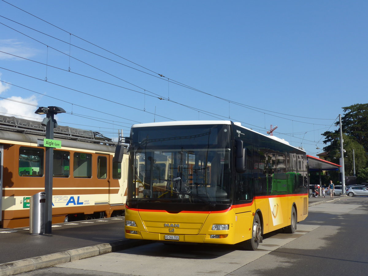 (171'953) - TPC Aigle - VS 364'705 - MAN/Gppel (ex Evasion, St-Maurice) am 25. Juni 2016 beim Bahnhof Aigle