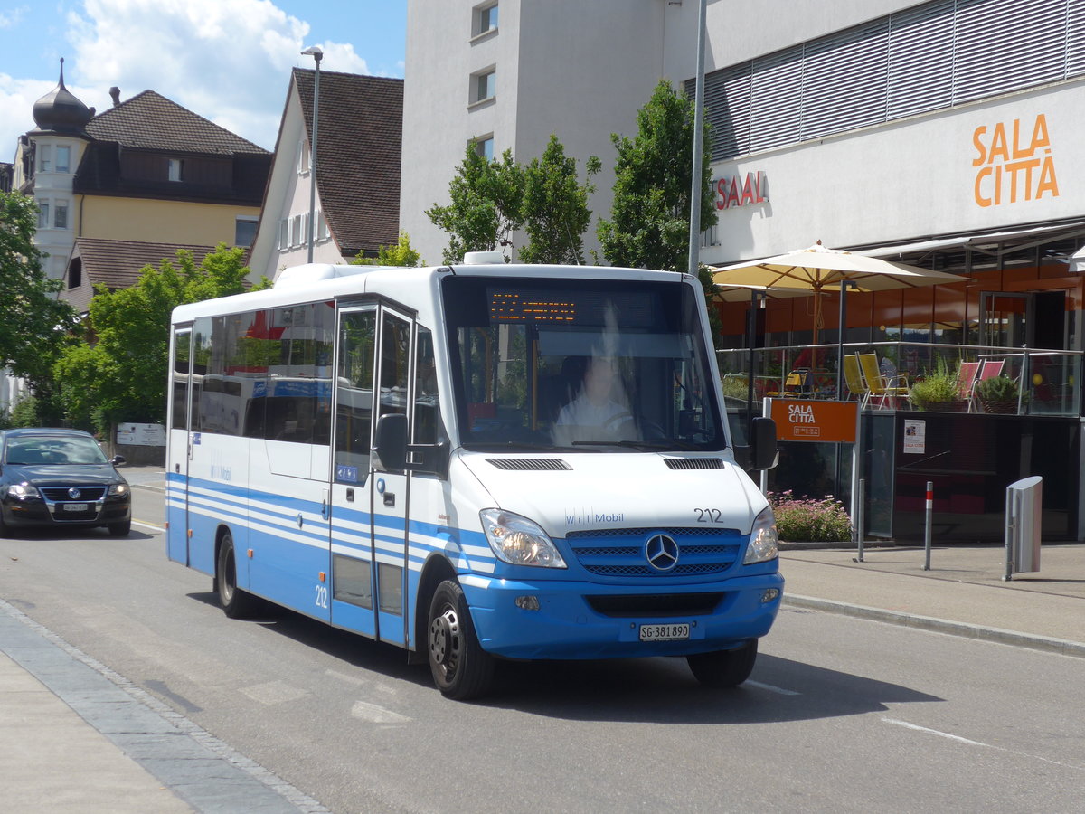 (172'664) - WilMobil, Wil - Nr. 212/SG 381'890 - Mercedes am 27. Juni 2016 beim Bahnhof Wil