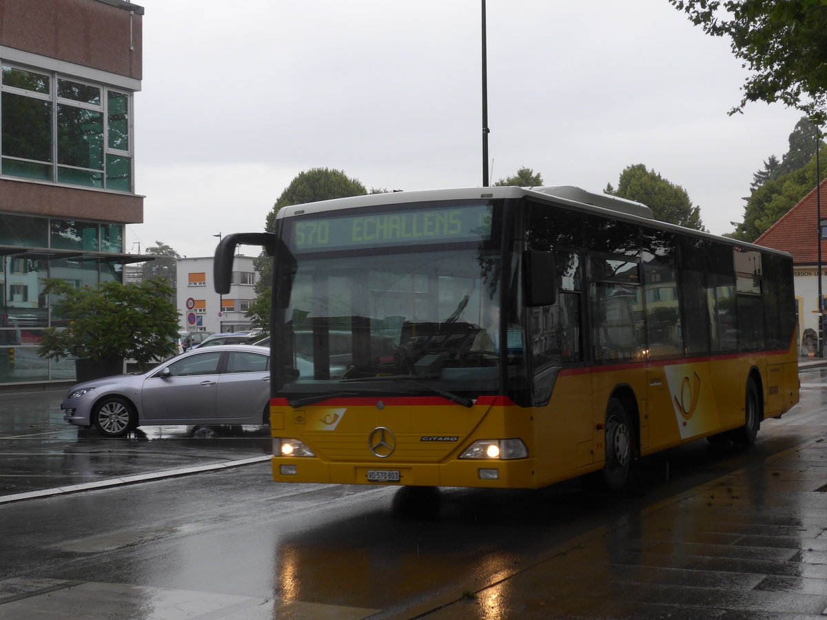 (172'998) - CarPostal Ouest - VD 570'803 - Mercedes (ex SAPJV, L'Isle Nr. 51) am 14. Juli 2016 beim Bahnhof Yverdon