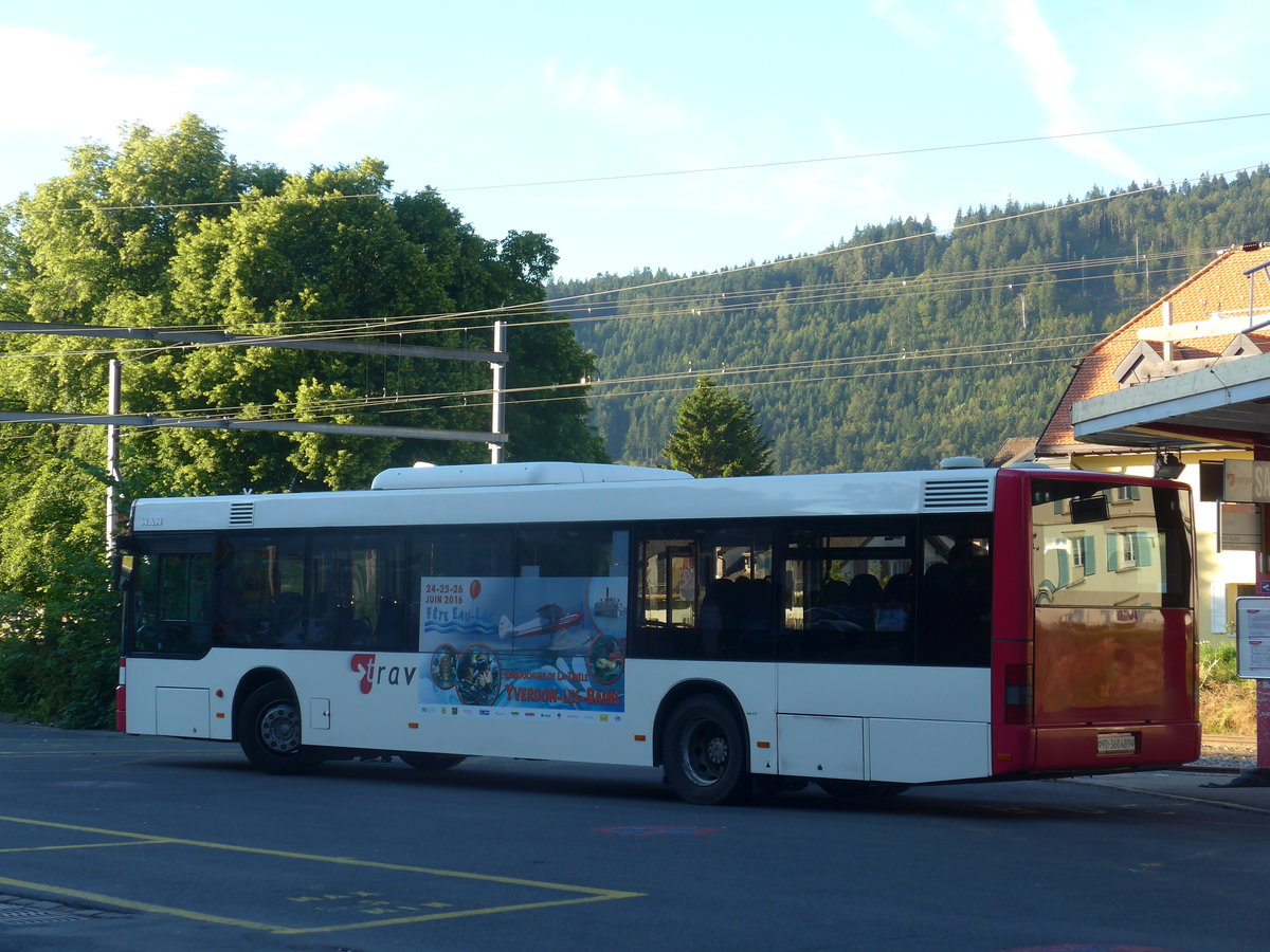 (173'069) - TRAVYS Yverdon - VD 360'489 - MAN am 16. Juli 2016 beim Bahnhof Ste-Croix