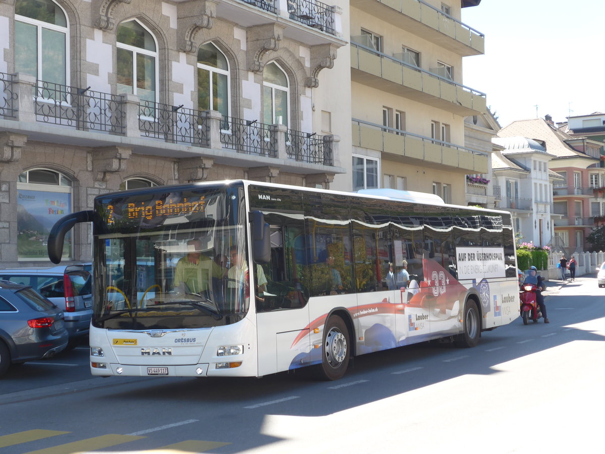 (173'662) - PostAuto Wallis - VS 449'117 - MAN am 7. August 2016 beim Bahnhof Brig