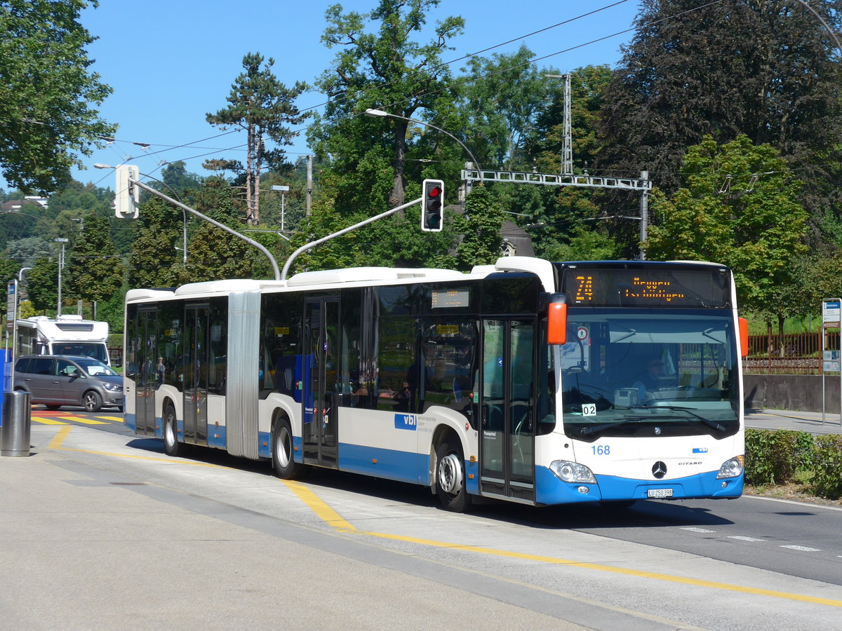 (173'721) - VBL Luzern - Nr. 168/LU 250'398 - Mercedes am 8. August 2016 in Luzern, Verkehrshaus