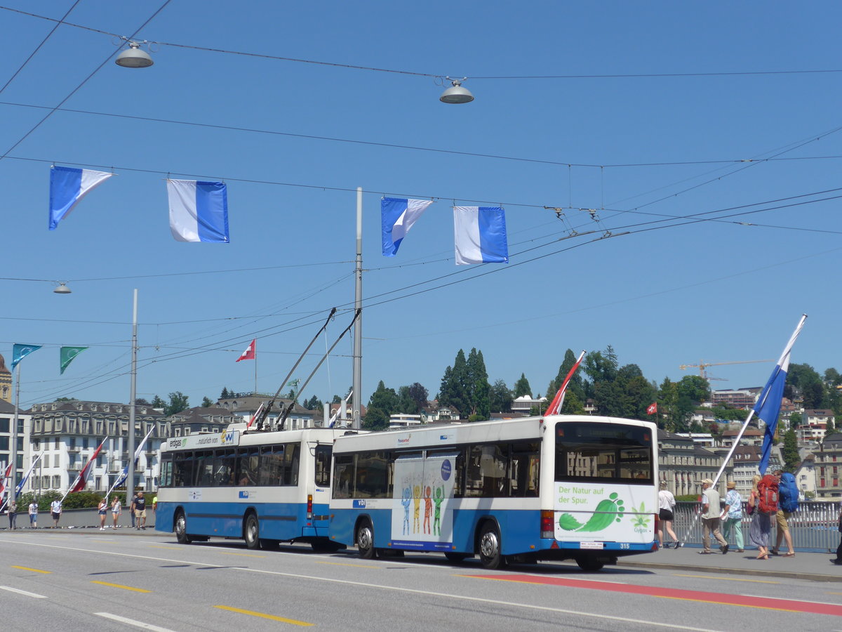 (173'819) - VBL Luzern - Nr. 315 - Lanz+Marti/Hess Personenanhnger am 8. August 2016 in Luzern, Bahnhofbrcke