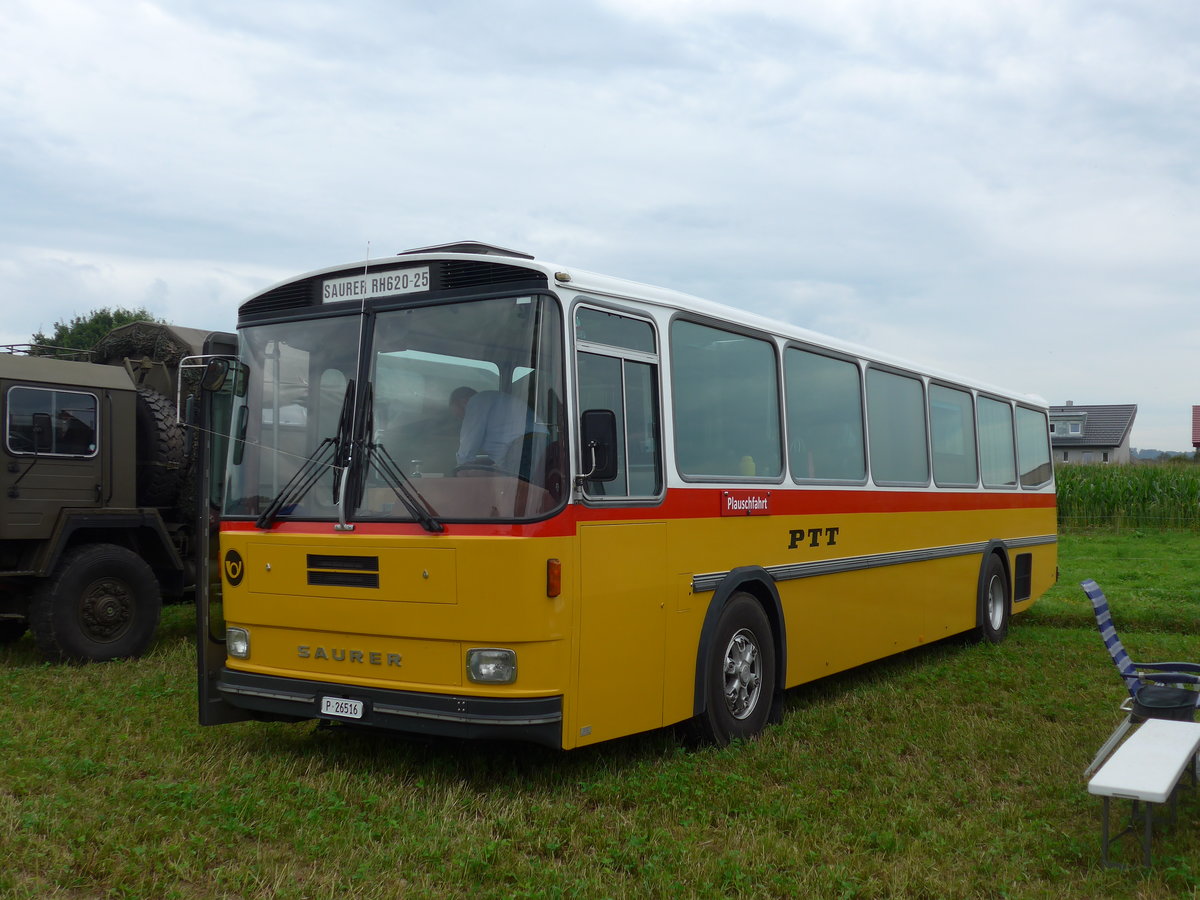 (173'981) - Aus der Schweiz: Gloor, Staufen -  P 26'516  - Saurer/Hess (ex ALMAT, Tagelswangen; ex P 26'516) am 20. August 2016 in Bsingen, Bahnhof