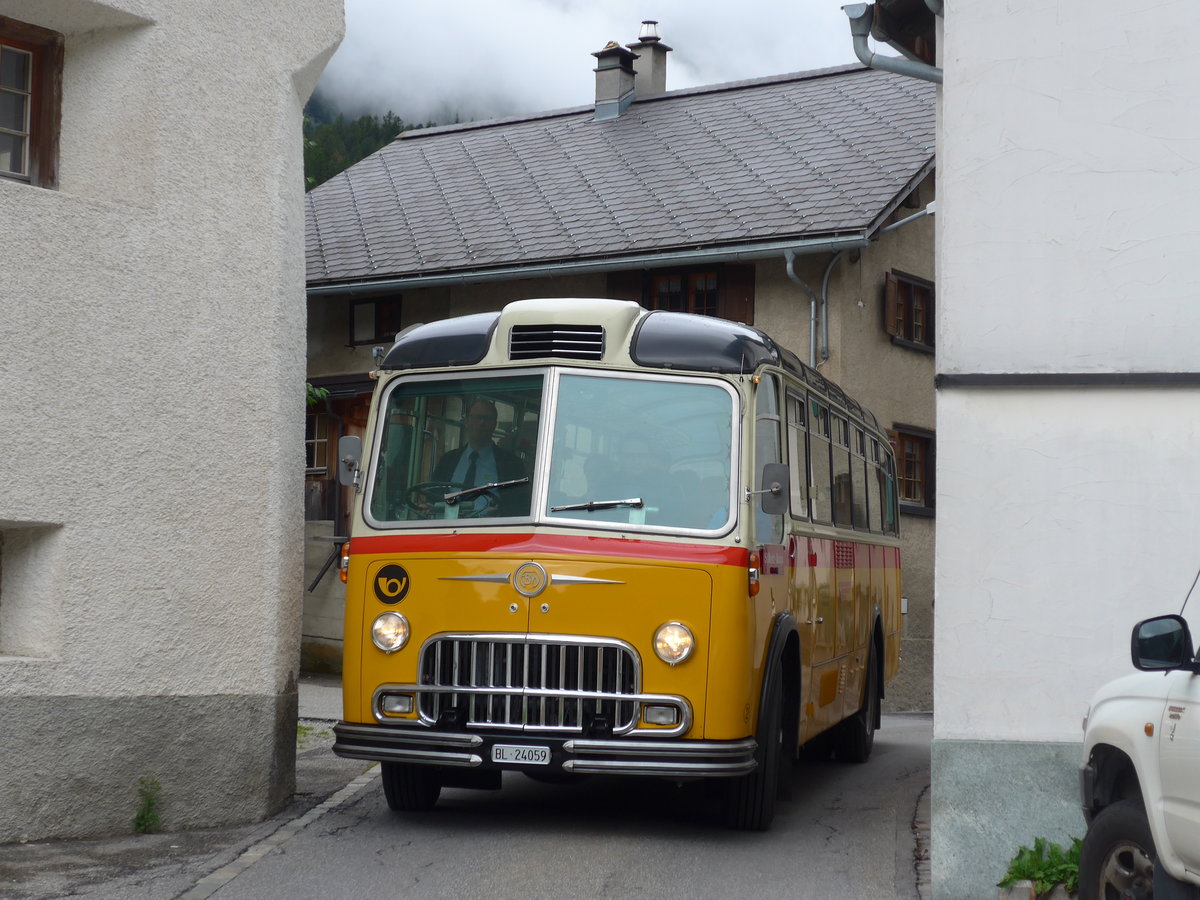 (174'165) - Tanner&Lambach, Reigoldswil - Nr. 2/BL 24'059 - FBW/R&J (ex Hunziker, Rschlikon; ex P 24'059) am 21. August 2016 in Innerferrera