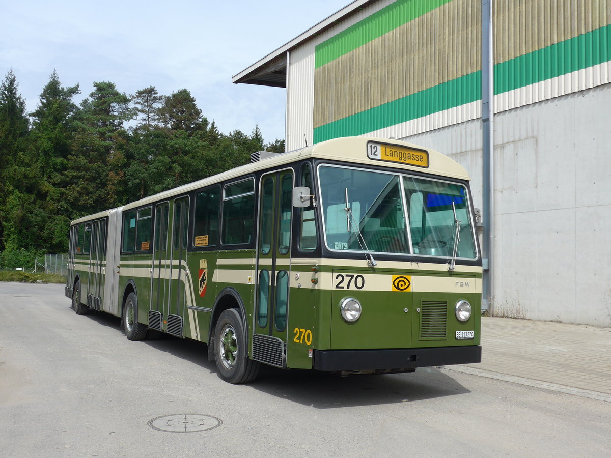 (174'518) - SVB Bern (TVB) - Nr. 270/BE 113'270 - FBW/SWS-Gangloff am 4. September 2016 in Aarberg, Halle TVB